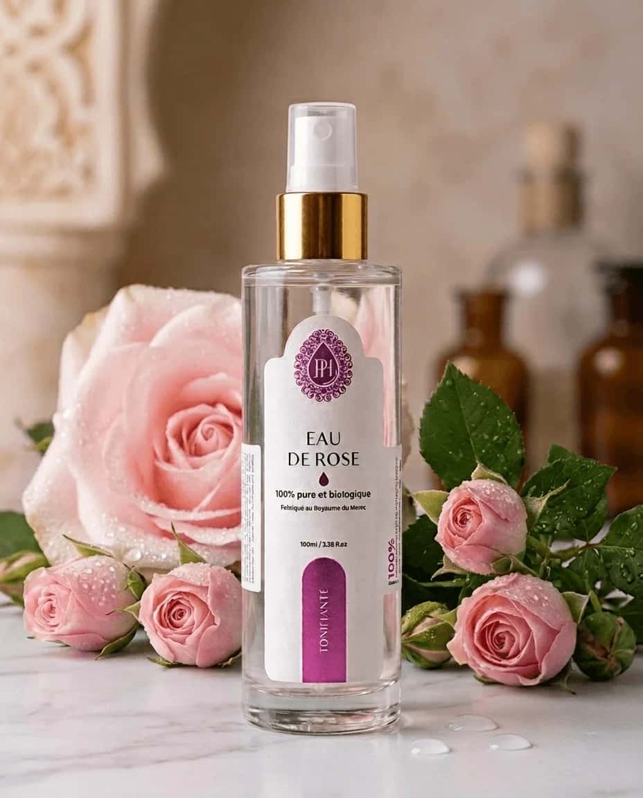 agua de rosas pura y biologica de origen marroqui